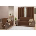 Ver imagem 1 de Capa Protetor de Sofá 2 e 3 Lugares King Manu Dupla Face Assento 1,20m e 1,80m Tabaco e Cáqui