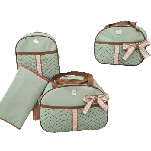 Bolsa maternidade bebê kit 4peças Trocador Verde impermeável