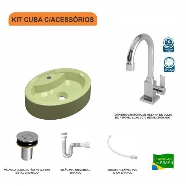 Kit Cuba OV43 com Torneira Luxo 1195 Metal e Válvula Click 1 Polegada B e Sifão Pvc e Flexível Compa - 3