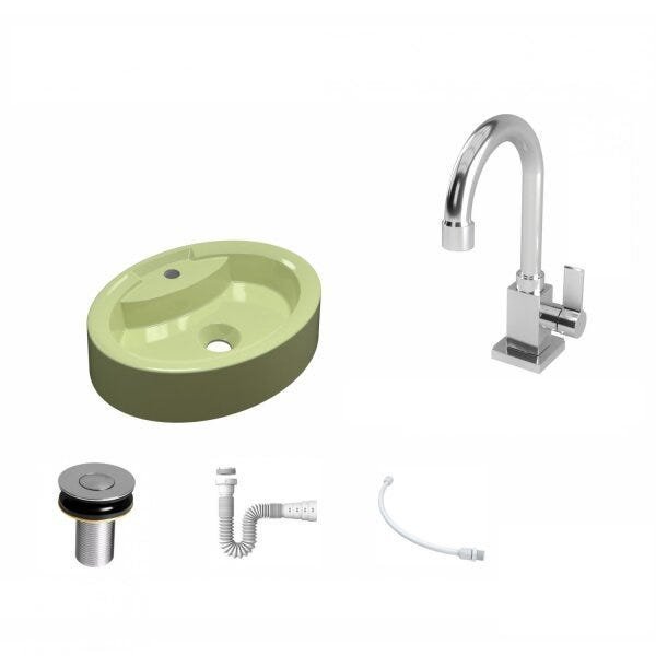 Kit Cuba OV43 com Torneira Luxo 1195 Metal e Válvula Click 1 Polegada B e Sifão Pvc e Flexível Compa - 2