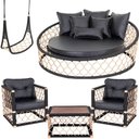 Ver imagem 1 de 1 Chaise 6 Almofadas + 2 Poltronas + 1Balanço E Mesa Madeira