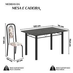 Conjunto Sala de Jantar com 4 Cadeiras Lara - 3