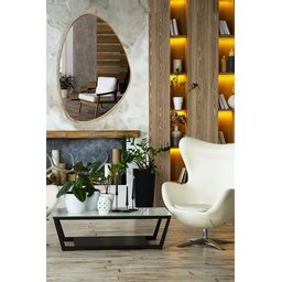 Espelho Decorativo Organico 100x70 com Borda Moldura em Lamina de Madeira Grande - 1