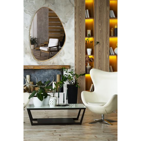 Espelho Decorativo Organico 100x70 com Borda Moldura em Lamina de Madeira Grande