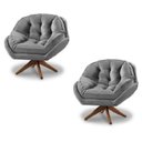 Ver imagem 1 de Kit 2 Poltrona Decorativa Estofada Base Giratória Califórnia Cor:cinza