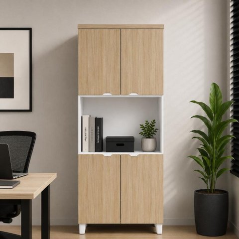 Armário Alto Estante para Escritório com 4 Portas e Prateleiras 80 x 45 x 160 cm F5 Office