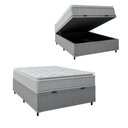 Ver imagem 3 de Cama Box Baú Casal Colchão Molas Ensacadas Pillow Top Perfect 138x188x74cm Cinza/Branco Umaflex