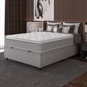 Ver imagem 1 de Cama Box Baú Casal Colchão Molas Ensacadas Pillow Top Perfect 138x188x74cm Cinza/Branco Umaflex