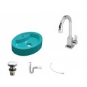 Ver imagem 2 de Kit Cuba Ov43 com Torneira Luxo 1195 Metal e Válvula Click 1 Polegada G e Sifão Pvc e Flexível Compa