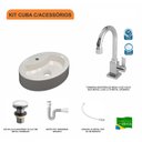 Ver imagem 3 de Kit Cuba Ov43 com Torneira Luxo 1195 Metal e Válvula Click 1 Polegada G e Sifão Pvc e Flexível Compa