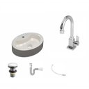 Ver imagem 2 de Kit Cuba Ov43 com Torneira Luxo 1195 Metal e Válvula Click 1 Polegada G e Sifão Pvc e Flexível Compa