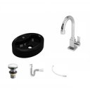 Ver imagem 2 de Kit Cuba Ov43 com Torneira Luxo 1195 Metal e Válvula Click 1 Polegada G e Sifão Pvc e Flexível Compa