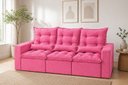 Ver imagem 2 de Sofá Retrátil e Reclinável 2,10m C/ 03 Módulos em Tecido Suede:rosa