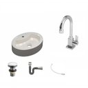 Ver imagem 2 de Kit Cuba Ov43 com Torneira Luxo 1195 Metal e Válvula Click 1 Polegada G e Sifão Cromado e Flexível C