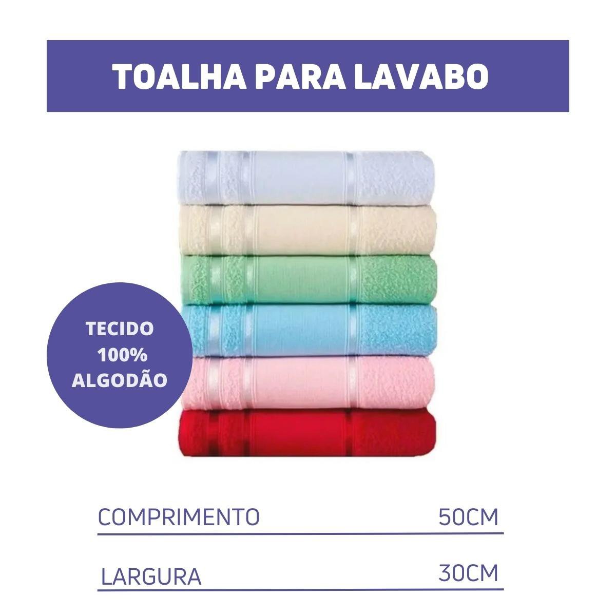 Toalha Para Lavabo Kit Com 6 Peças Grossa Bordar Manicure - 2
