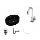 Ver imagem 2 de Kit Cuba Ov43 com Torneira Luxo 1195 Metal e Válvula Click 1 Polegada G e Sifão Cromado e Flexível C