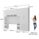 Ver imagem 4 de Quarto Modulado Queen com Guarda-roupas Maleiro e Cabeceira Alpes Master Luciane Móveis