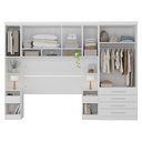 Ver imagem 3 de Quarto Modulado Queen com Guarda-roupas Maleiro e Cabeceira Alpes Master Luciane Móveis