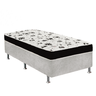 Cama Box Solteiro Suede Cinza + Colchão Solteiro Suede Preto Espuma 88x188x55 - 1