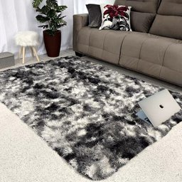 Tapete Felpudo Peludo Para Sala E Quarto - Casen Cor:Cinza Mesclado - 1