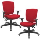 Ver imagem 1 de Kit 02 Cadeiras Escritório Diretor Office Giratória Preto Alta Flexi P03 Poliéster Vermelho - Lyam L