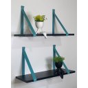 Ver imagem 1 de Kit 2 Prateleiras de Mdf Preto 50x20cm:verde Agua