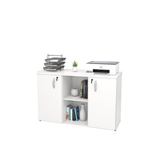 Armário Credenza Escritório Baixo Semiaberto Portas C/chave Netmobil - Branco