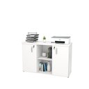 Ver imagem 1 de Armário Credenza Escritório Baixo Semiaberto Portas C/chave Netmobil - Branco