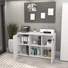 Armário Credenza Escritório Baixo Semiaberto Portas C/chave Netmobil - Branco - 4
