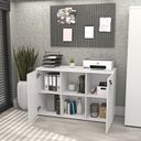 Ver imagem 4 de Armário Credenza Escritório Baixo Semiaberto Portas C/chave Netmobil - Branco