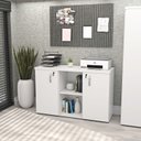 Ver imagem 3 de Armário Credenza Escritório Baixo Semiaberto Portas C/chave Netmobil - Branco