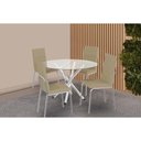 Ver imagem 1 de Conjunto: Mesa de Cozinha Volga C/ Tampo de Vidro 95cm e 4 Cadeiras Amsterdã Cromada - Courano