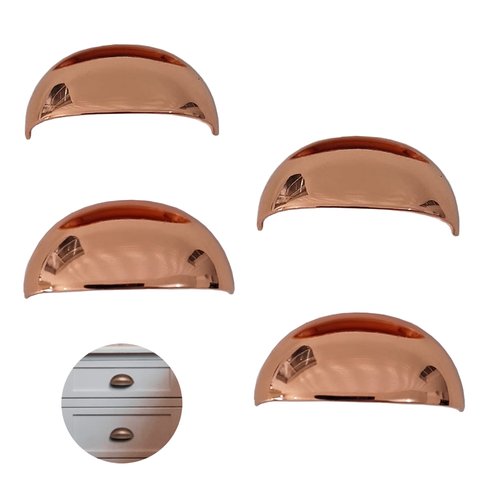 Puxador Concha Lisa Cobre Brilhante Gruppa 64mm 4 Unidades