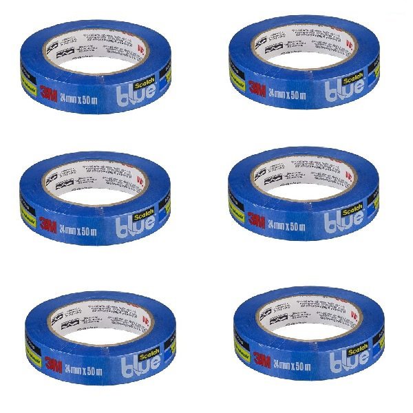 Kit com 6 Fita Crepe Blue Tape Profissional 3M 24MM X 50M - 1