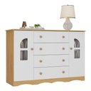Ver imagem 2 de Cômoda Infantil 125cm 2 Portas com Vidro e 4 Gavetas Liz Multimóveis Mp4516 Madeirado/branco