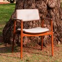 Ver imagem 2 de Cadeira para Mesa de Jantar Spears 56cm Madeira Maciça com Braço | Linho Off White - Sallar Home