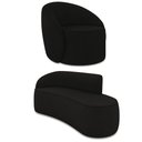 Ver imagem 1 de Sofá 2 Lugares Orgânico 140cm Morgan e Poltrona Lua Suede Preto D03 - D’Rossi