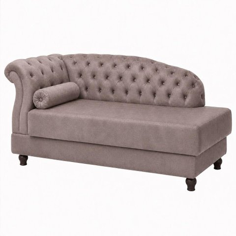 Sofá com Chaise Pomme 1 Lugar Fixo 160cm Café Veludo Sallar Home
