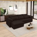 Ver imagem 1 de Sofá Retrátil Manual Sala de Estar Nolan Bipartido 297cm Conforto Premium em Couro Marrom Manchado G