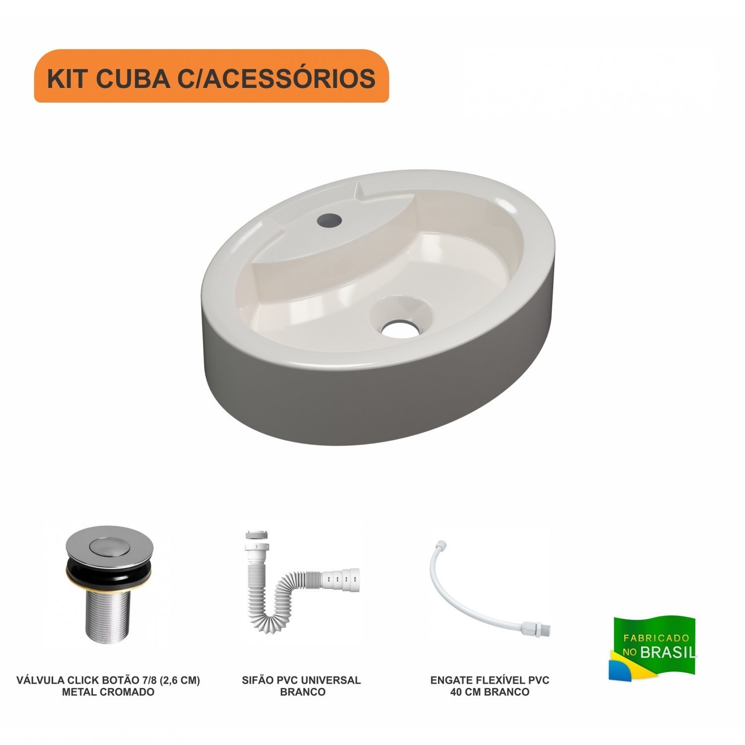 Kit Cuba Ov43 com Válvula Click 1 Polegada B e Sifão Pvc e Flexível Compace - 3