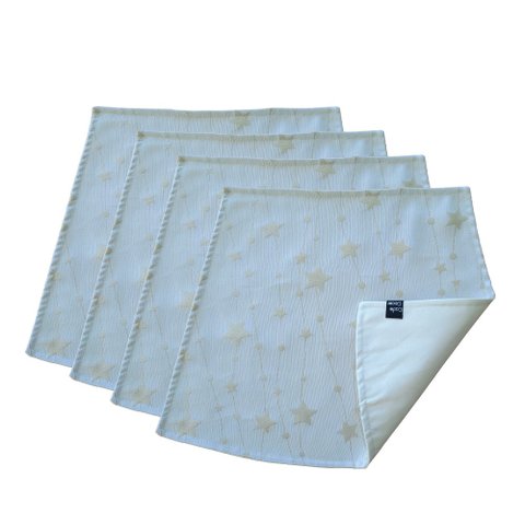 Jogo Americano Luxo Estrela Cadente Branco Dupla face 4 UN