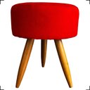 Ver imagem 1 de Puff Redondo Decorativo para Sala Quarto Penteadeira Pés Palito Suede Vermelho