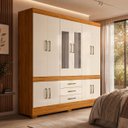Ver imagem 6 de Guarda-Roupa Casal 10 Portas 3 Gavetas com Espelho Murano Cinamomo / Off White Demóbile
