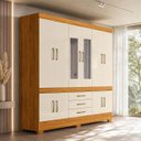Ver imagem 1 de Guarda-Roupa Casal 10 Portas 3 Gavetas com Espelho Murano Cinamomo / Off White Demóbile
