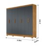 Guarda Roupa Casal 8 portas 4 gavetas Freijo / Cinza Diplomata - Moval - 2