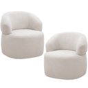 Ver imagem 1 de Kit 2 Poltronas Giratórias Sala de Estar Living Orgânico Carmen F04 Bouclê Cru - Lyam Decor