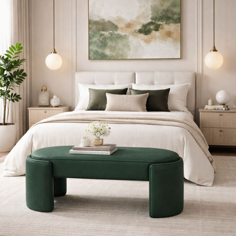 Recamier Decorativo Puff Fly 75cm Cama Solteiro Estofados:Verde/Courino Sintético