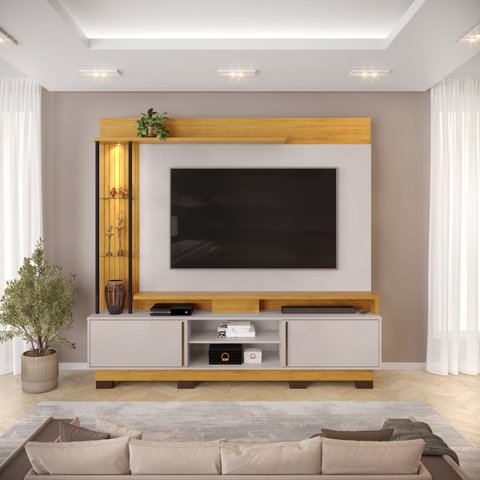 Estante Home para Tv 70" Martino com Led Cedro Bali Dj Móveis