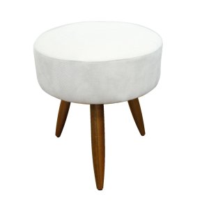 Puff Banqueta Redondo em Pés Palito B3 Móveis:bege