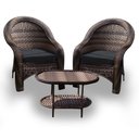 Ver imagem 1 de Conjunto de Poltronas Fibra Sintética Karibe - 2 Poltronas + 1 Mesa Centro - Tecido Duna Preto